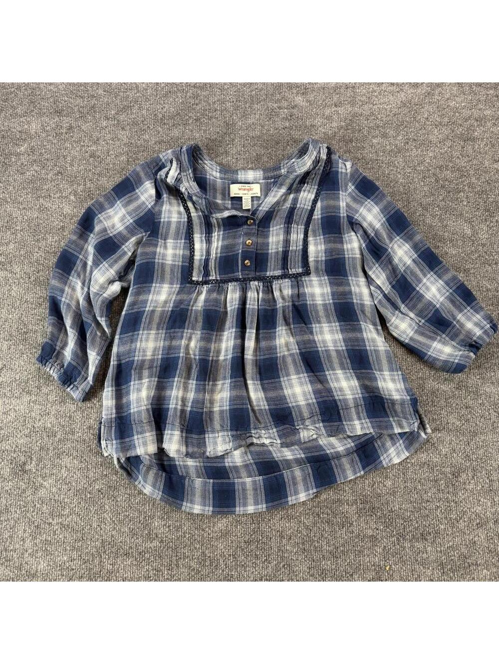 Wrangler Women's Blue Plaid Button-Up Shirt XSmall - Western, Cowboy, Prairie